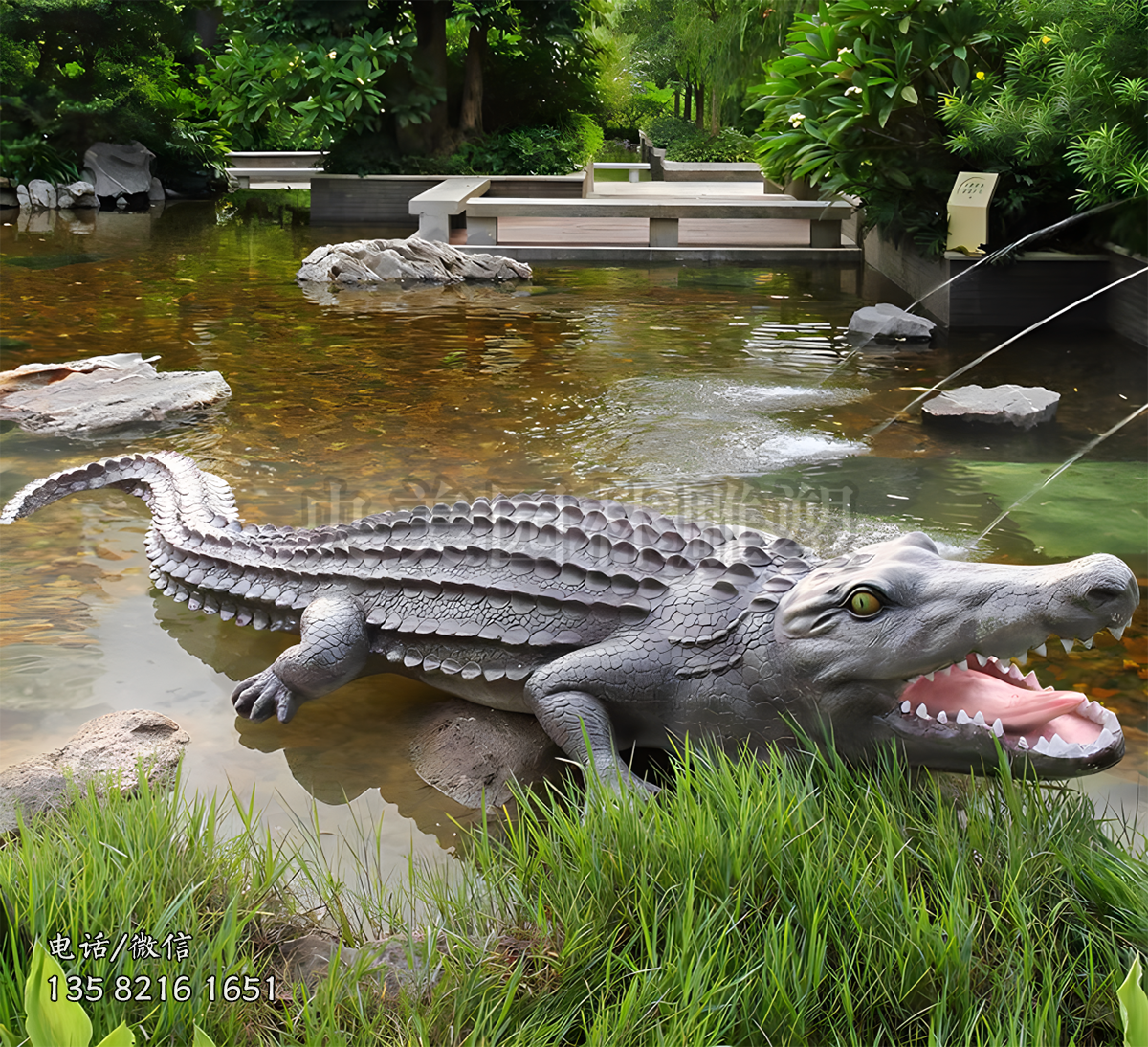 灰褐色玻璃鋼仿真鱷魚(yú)