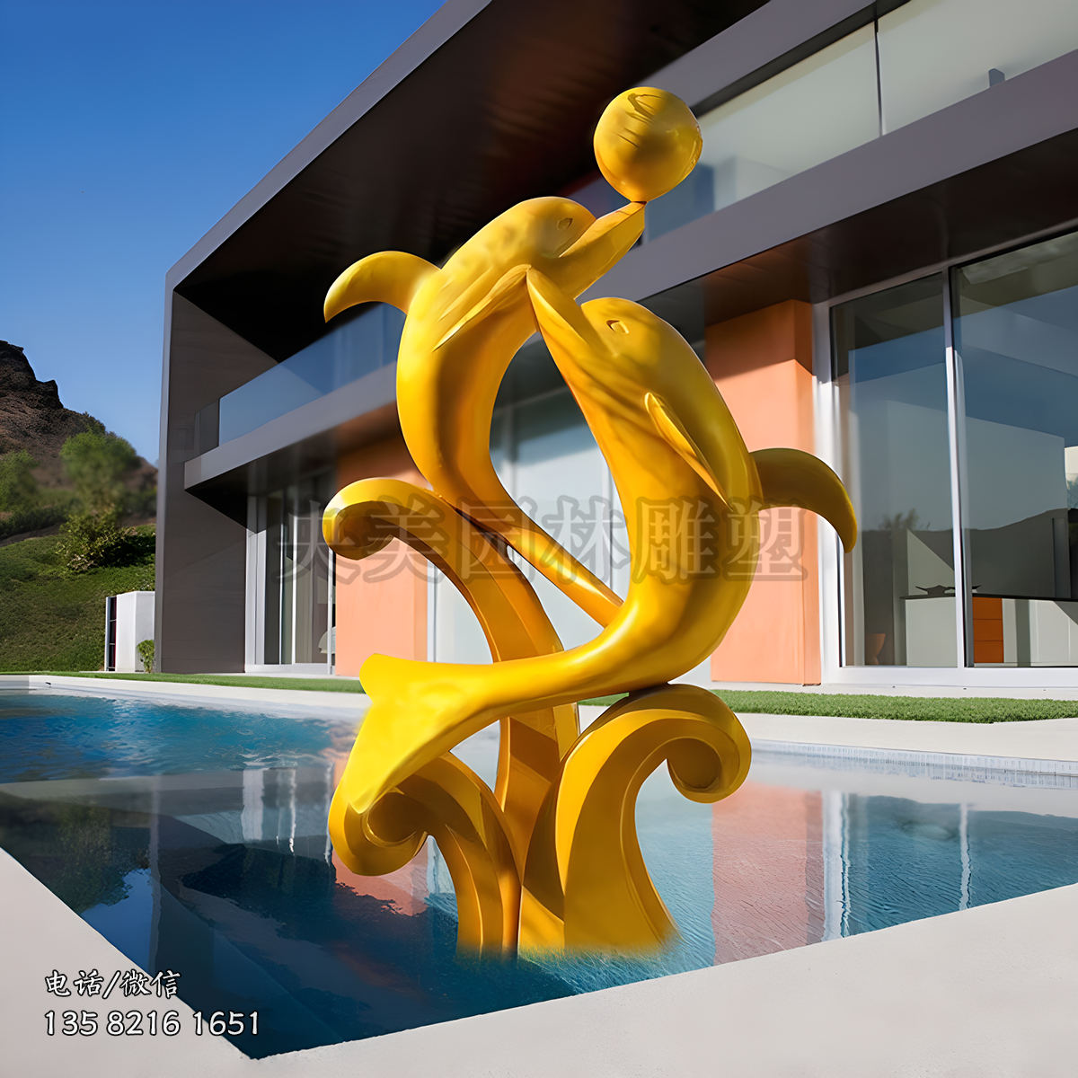 酒店裝飾海豚雕塑