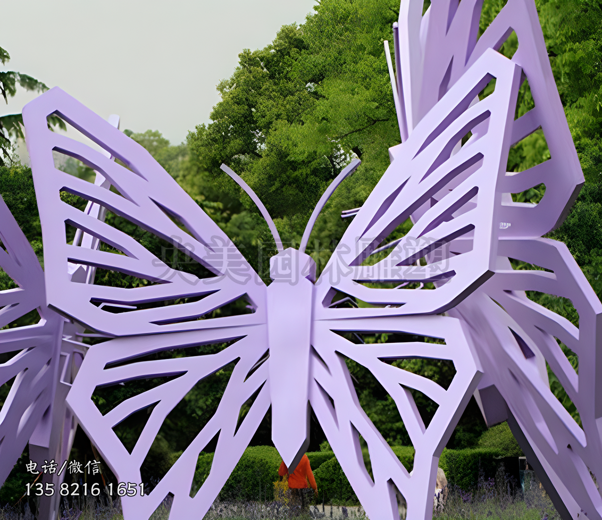 不銹鋼鏤空蝴蝶造型雕塑