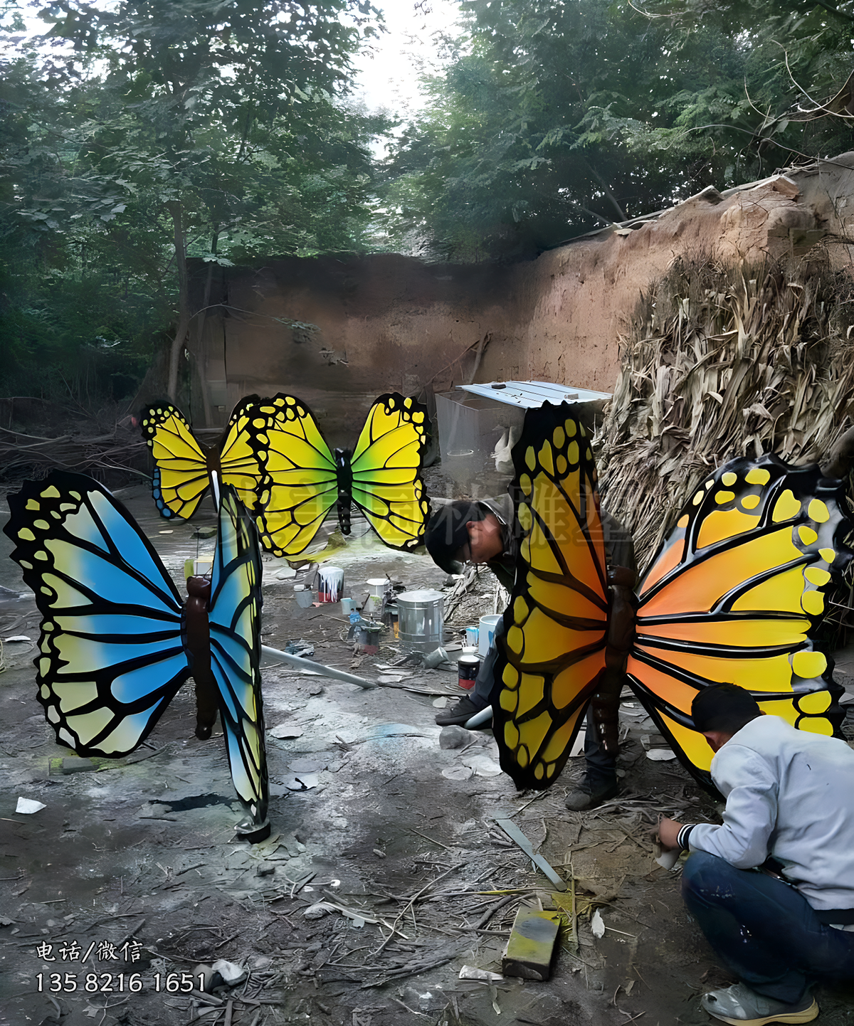 彩繪不銹鋼蝴蝶雕塑