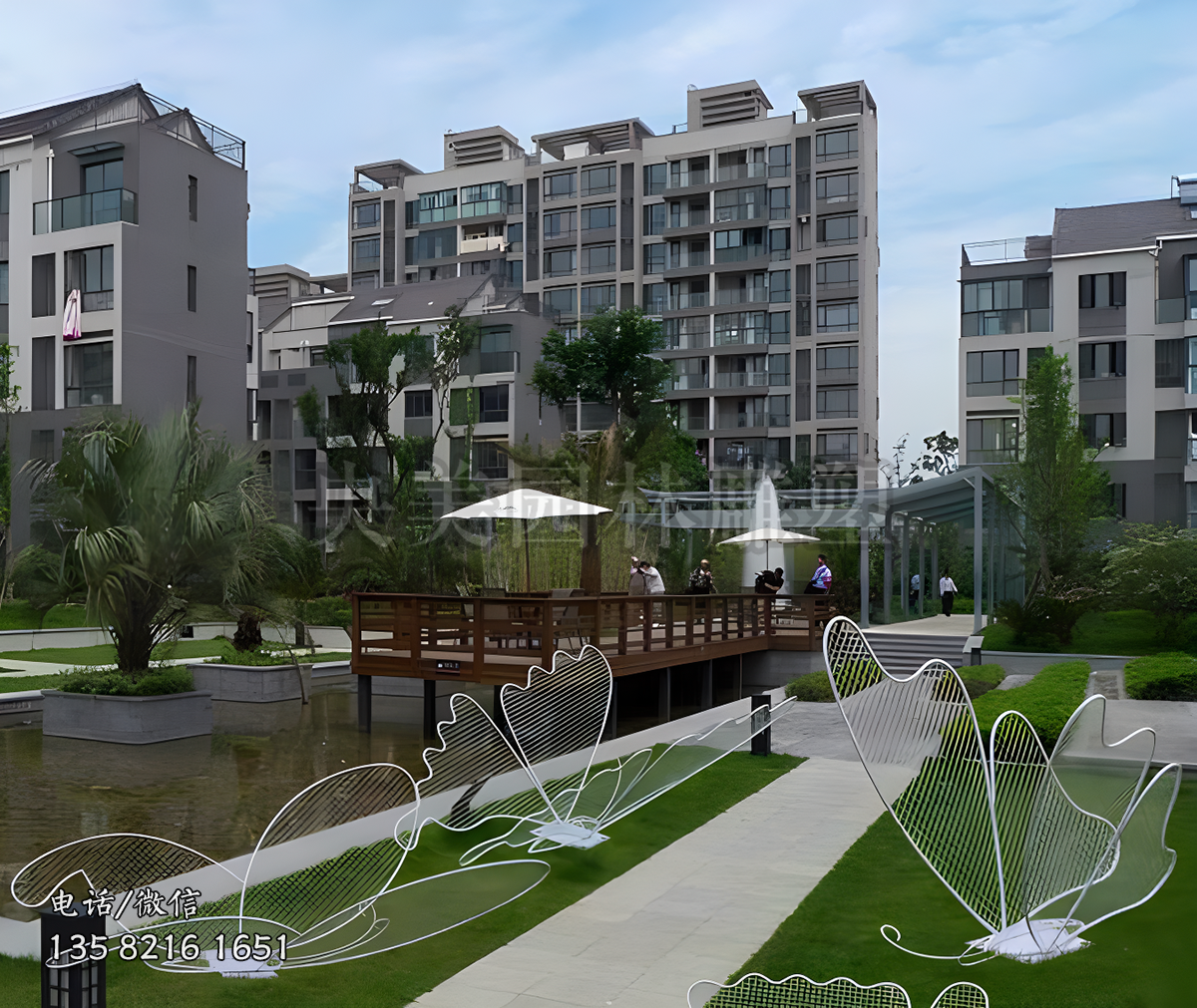 網格不銹鋼蝴蝶雕塑擺件