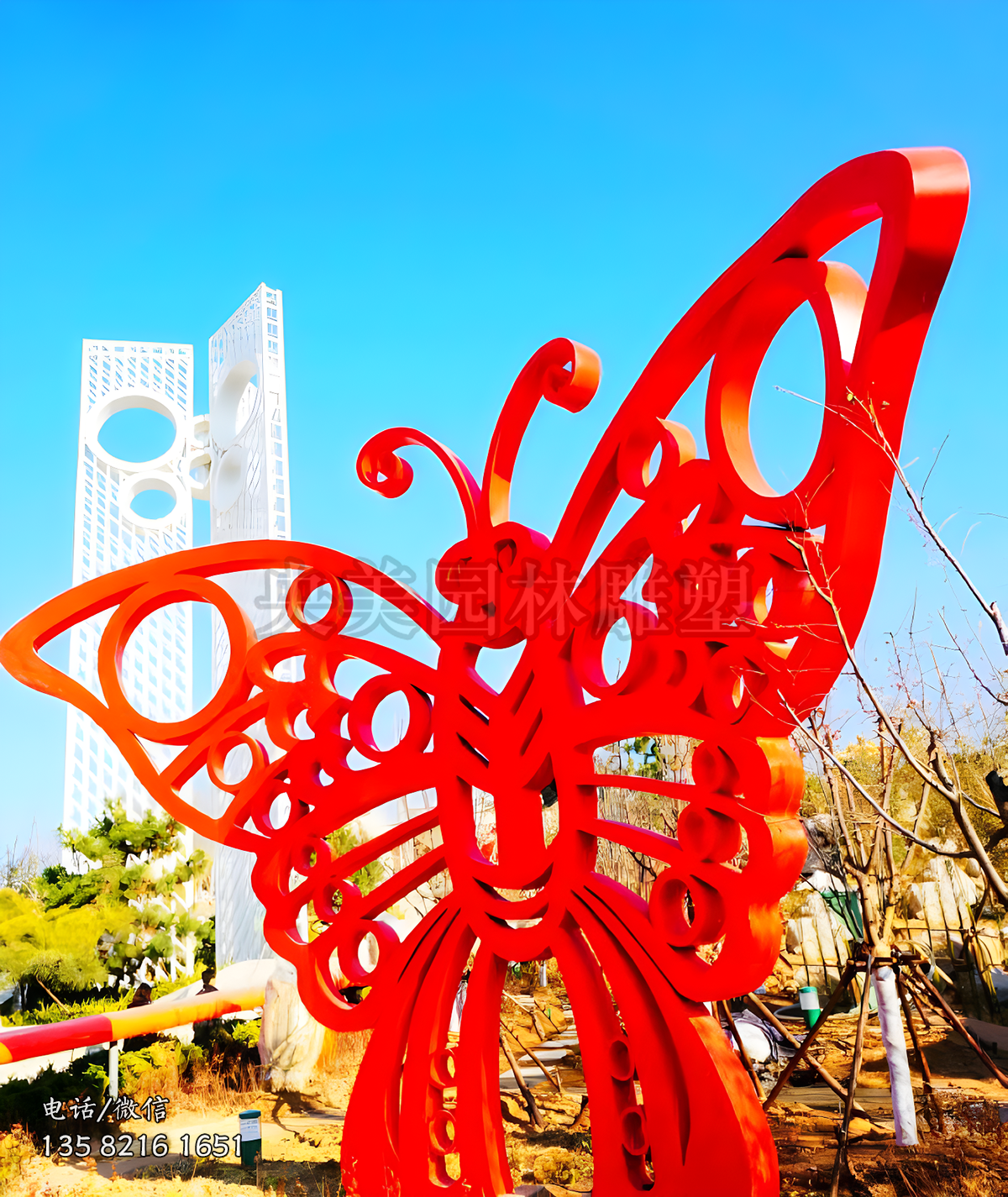 大型不銹鋼鏤空蝴蝶雕塑