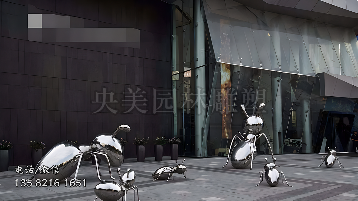 鏡面不銹鋼螞蟻雕塑