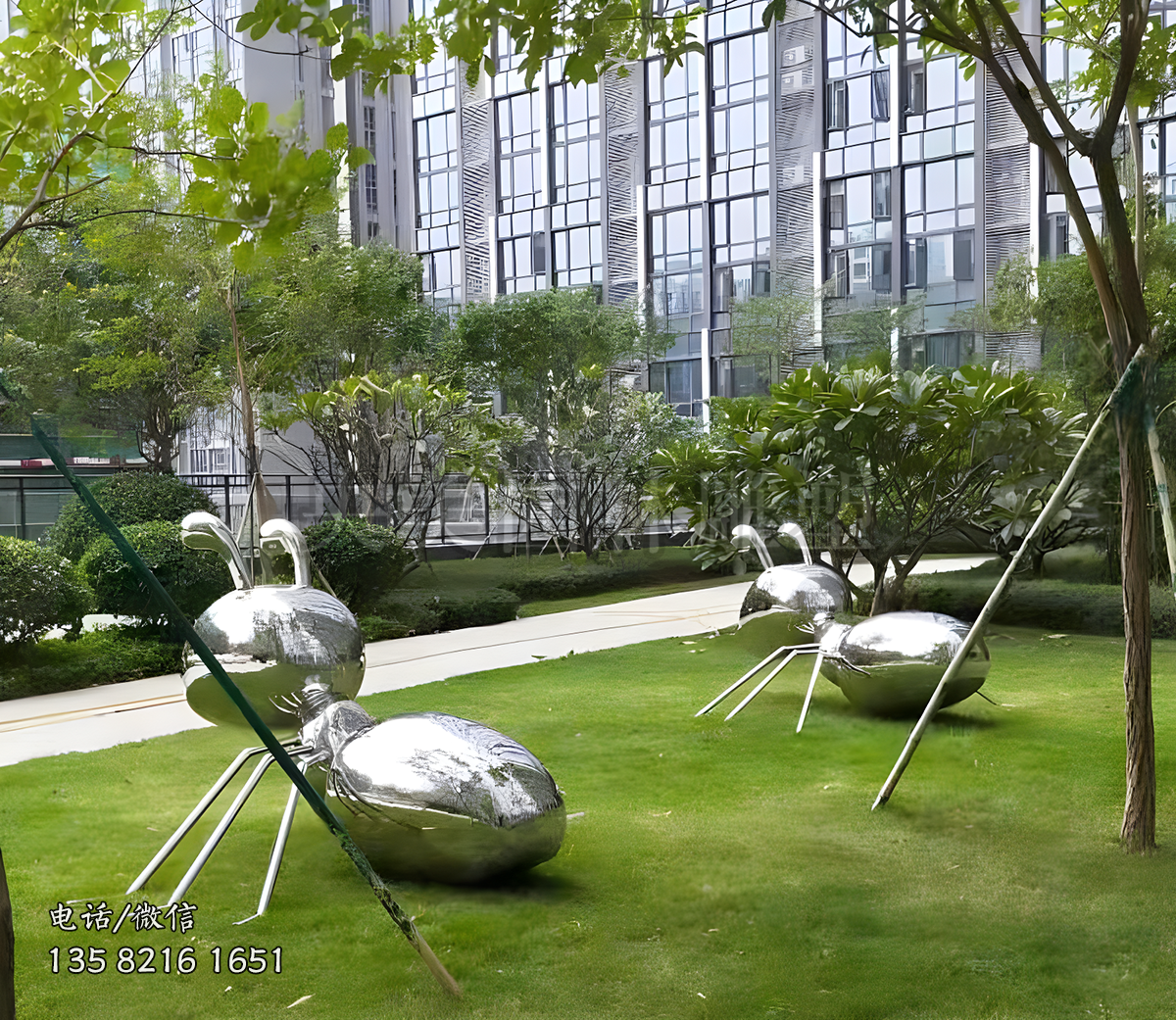 抽象不銹鋼螞蟻雕塑