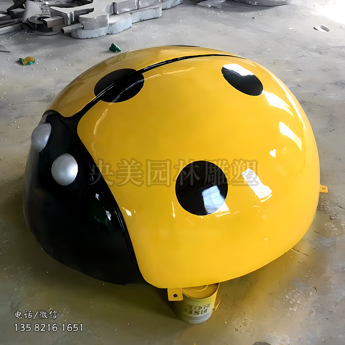 黃色不銹鋼噴漆七星瓢蟲雕塑