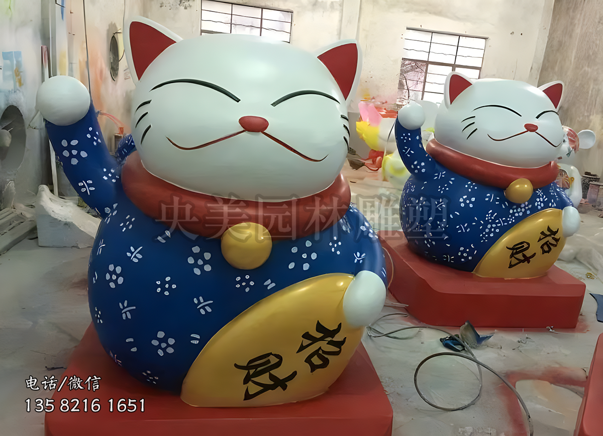 國風服飾招財貓雕塑 國風服飾招財貓雕塑