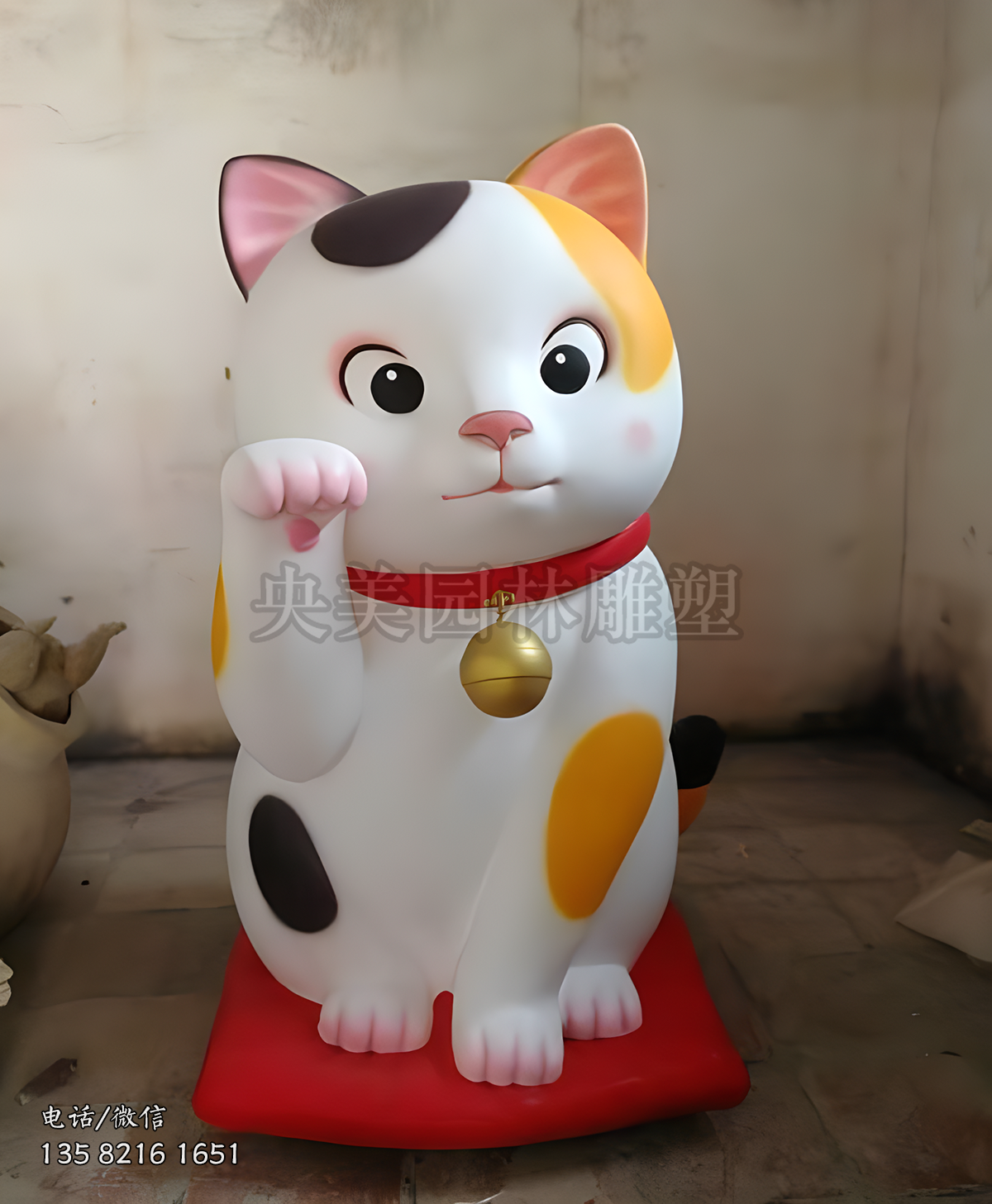 可愛蹲地招財貓雕塑 可愛蹲地招財貓雕塑