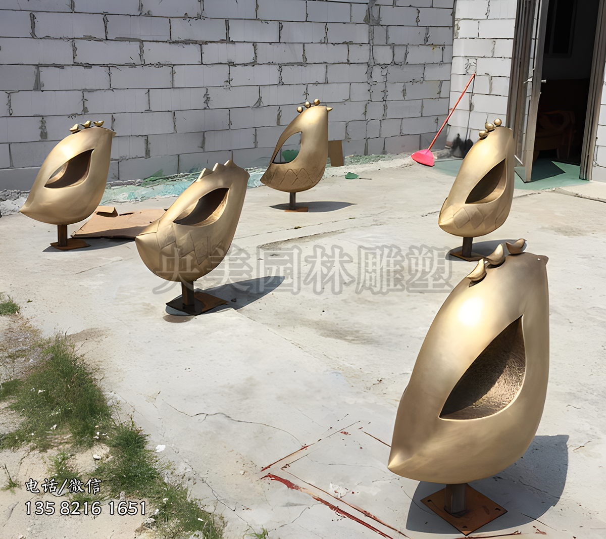 不銹鋼抽象小鳥雕塑擺件