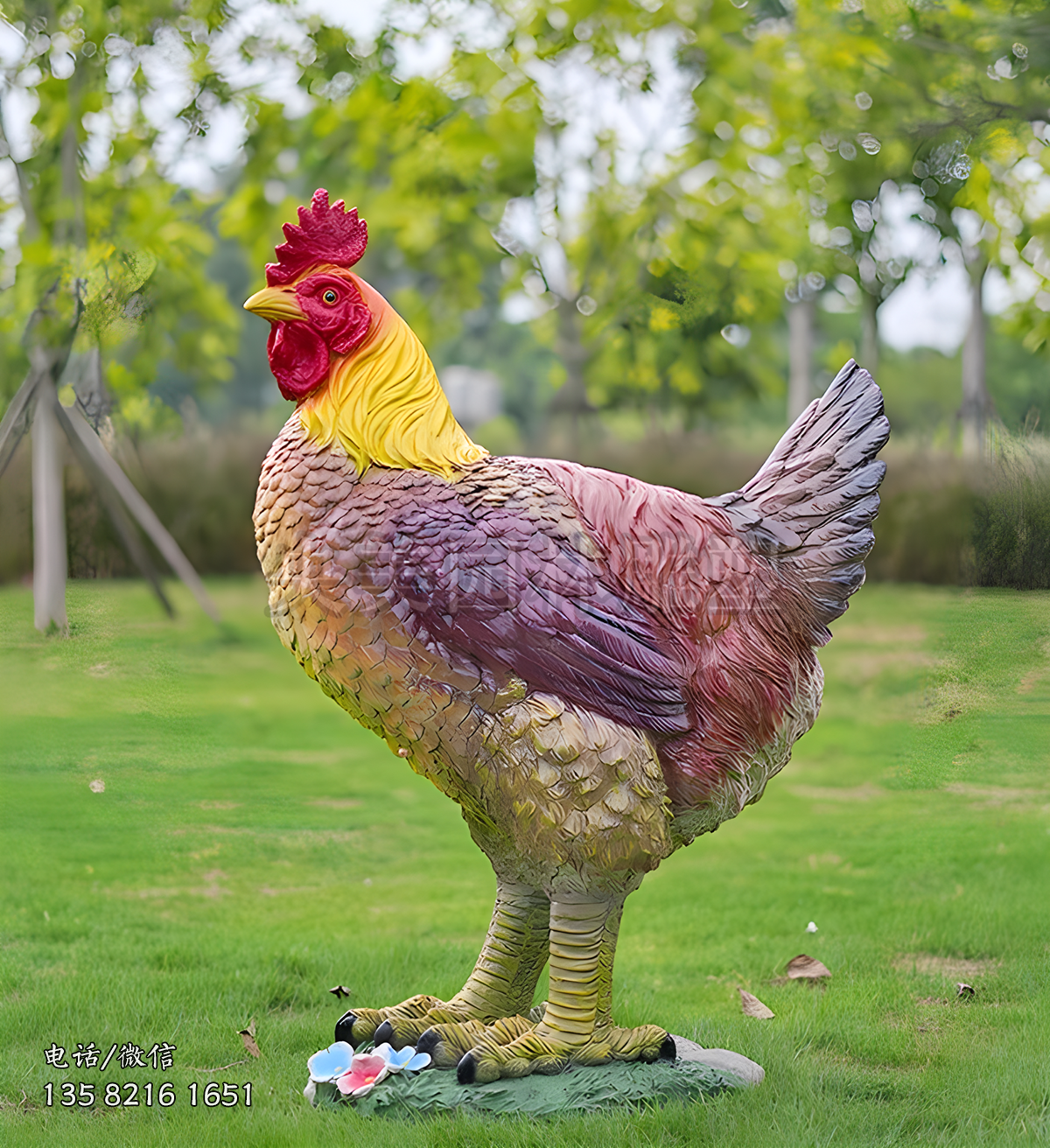 仿真母雞玻璃鋼彩繪動(dòng)物雕塑