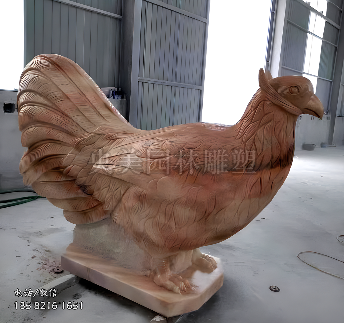 晚霞紅母雞雕塑擺件