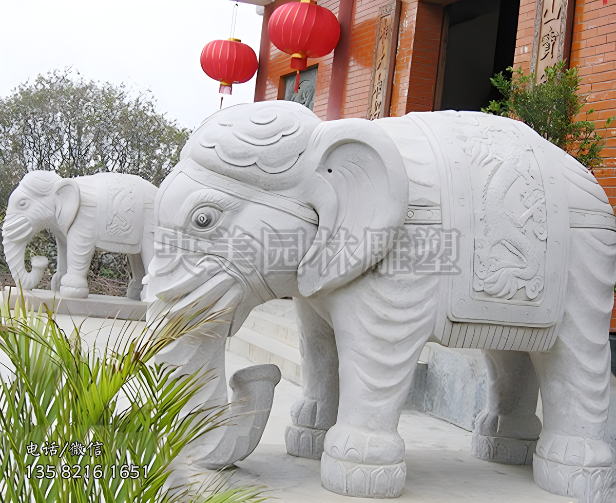 大理石看門大象石雕