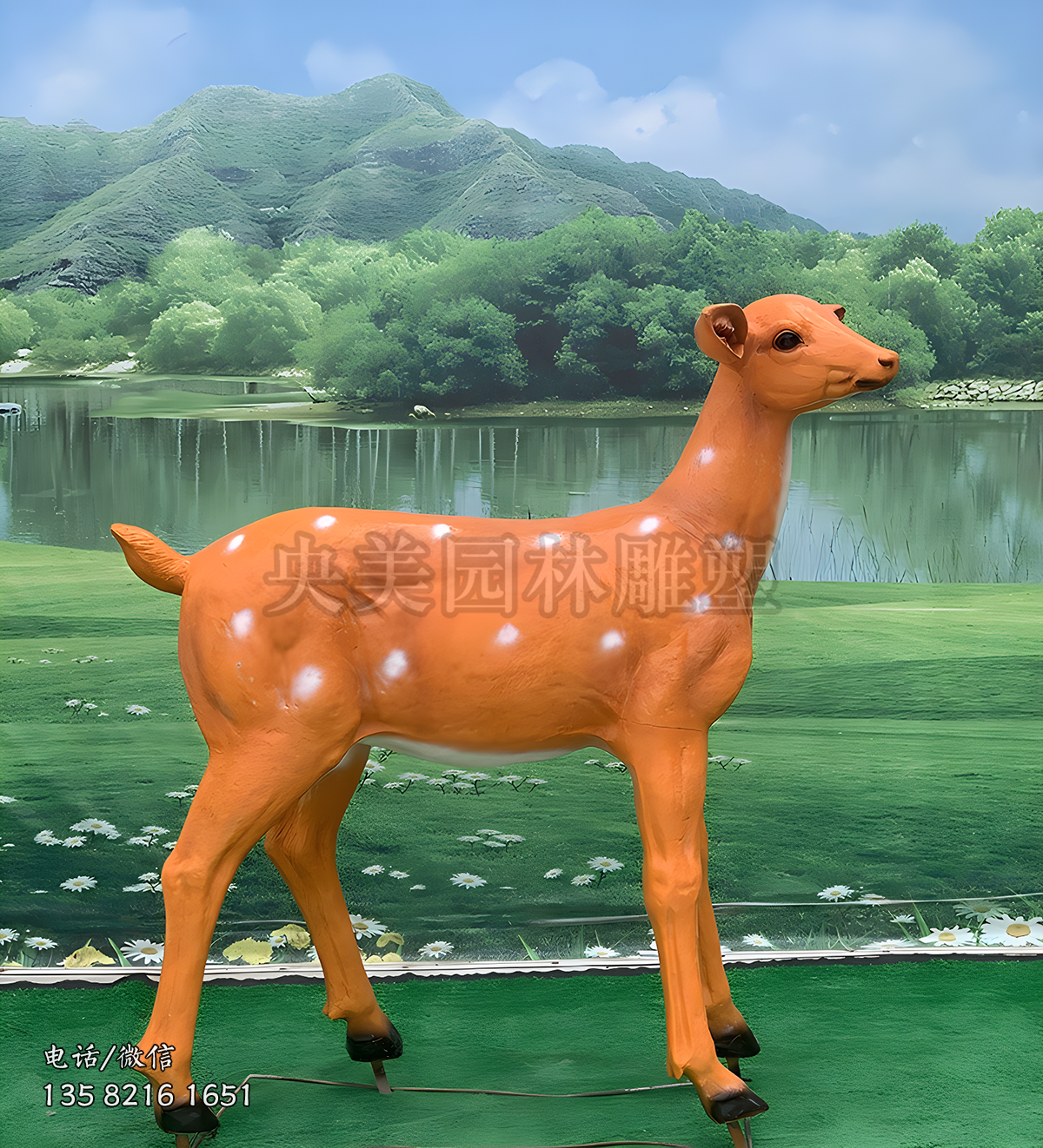 玻璃鋼仿真母鹿動物雕塑擺件