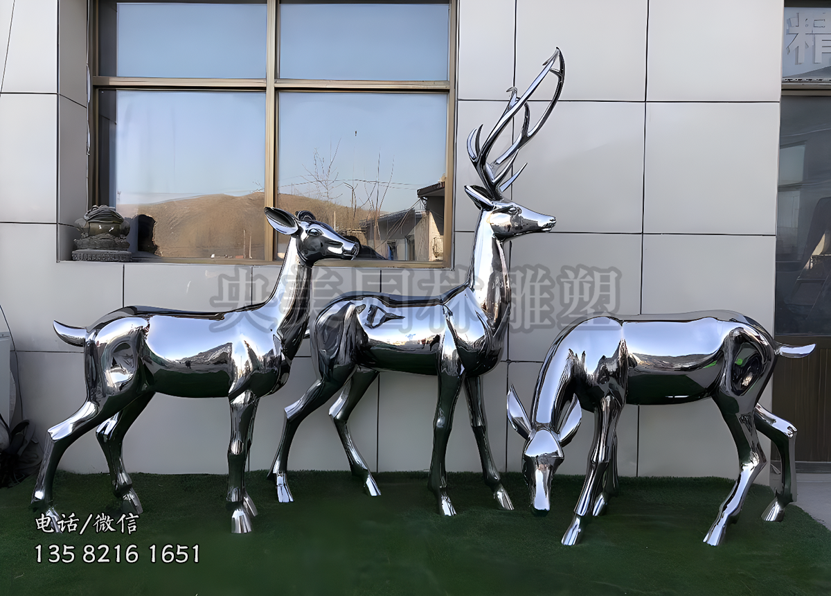 不銹鋼鍛造鏡面梅花鹿雕塑