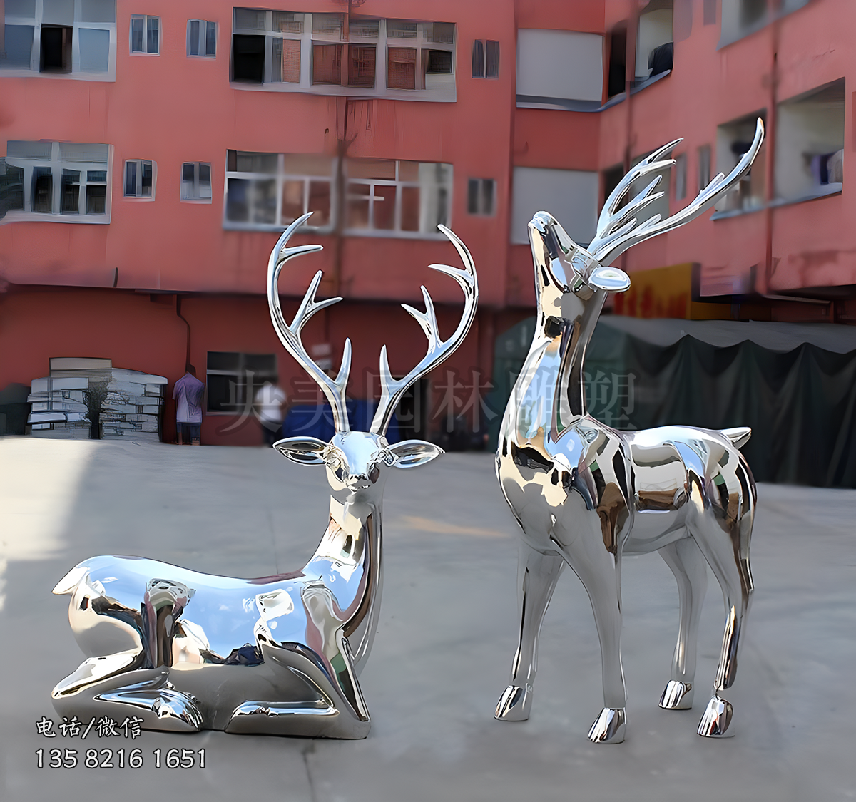 不銹鋼鍛造鏡面拋光梅花鹿雕塑