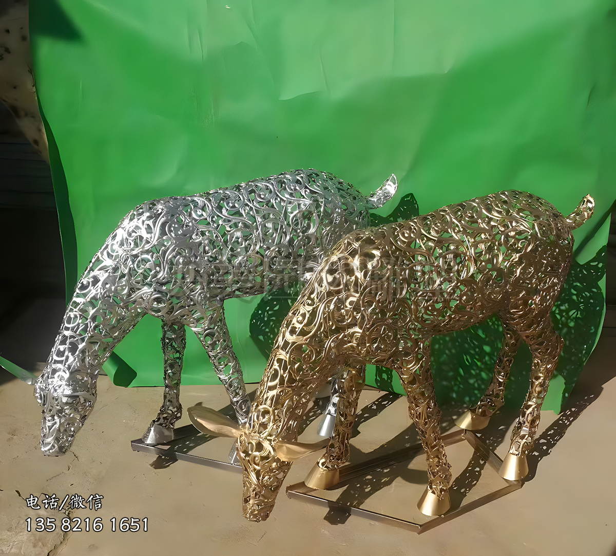 鏤空不銹鋼小鹿雕塑