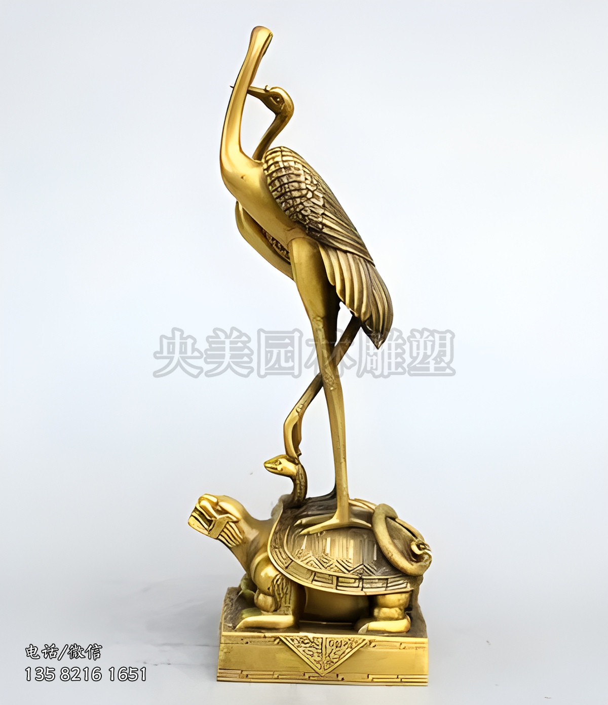 黃銅鑄造龜鶴雕塑
