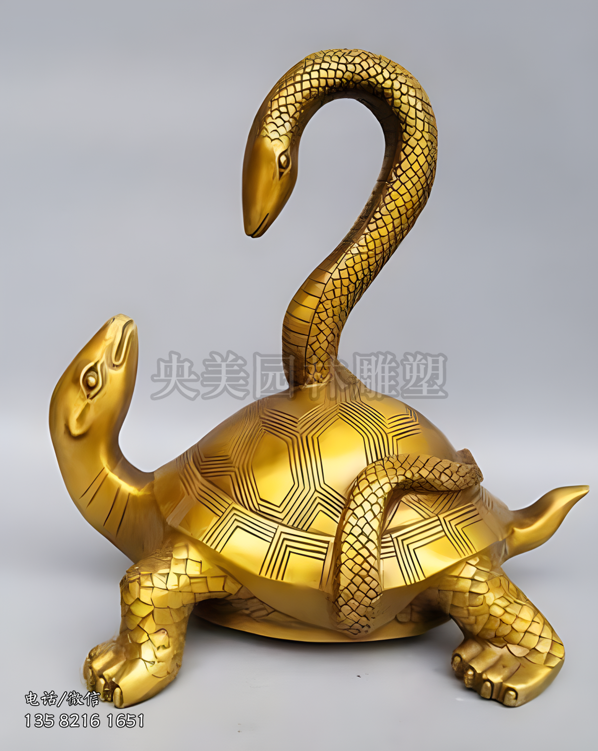 黃銅鑄造玄武雕塑擺件