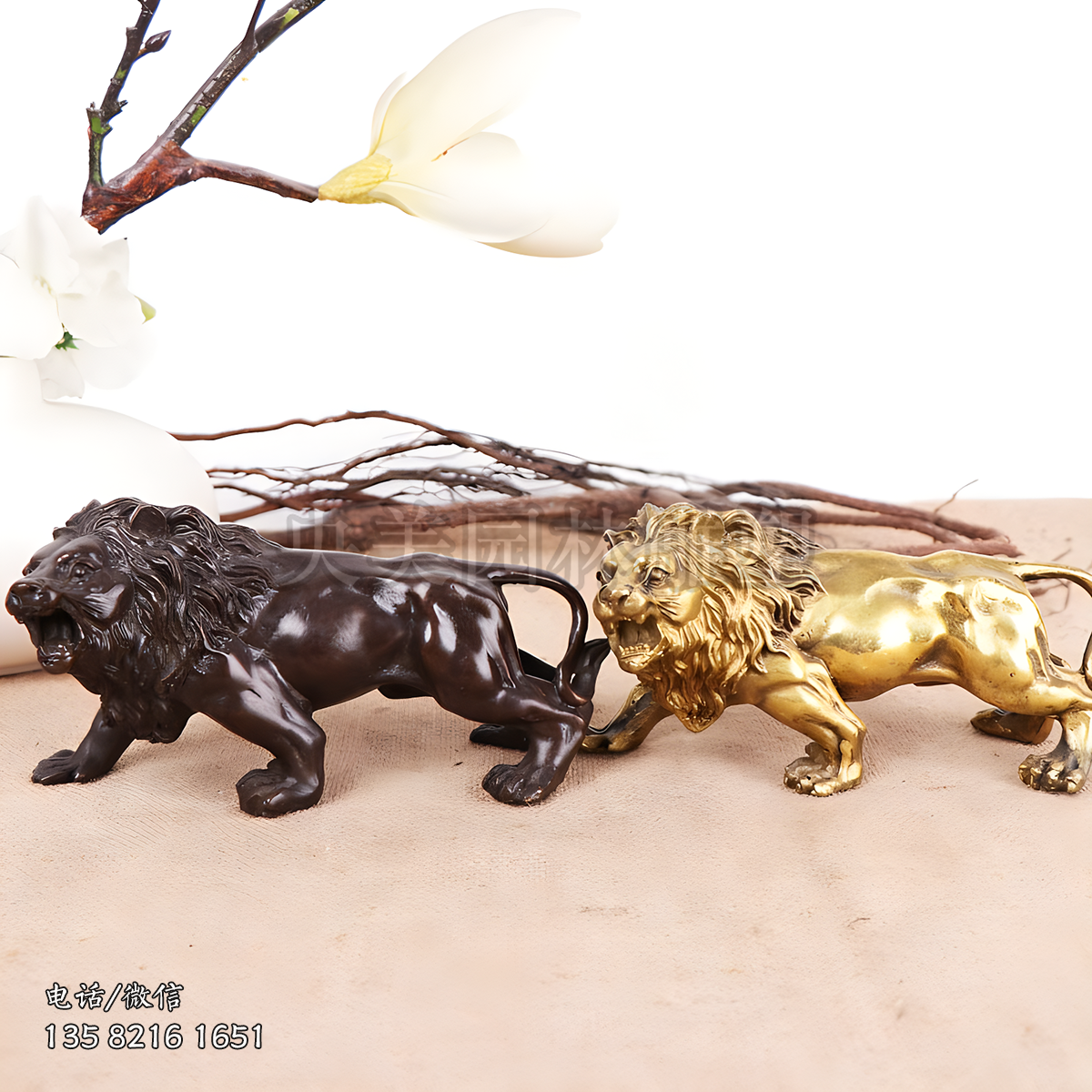 純銅鑄造仿真獅子雕塑