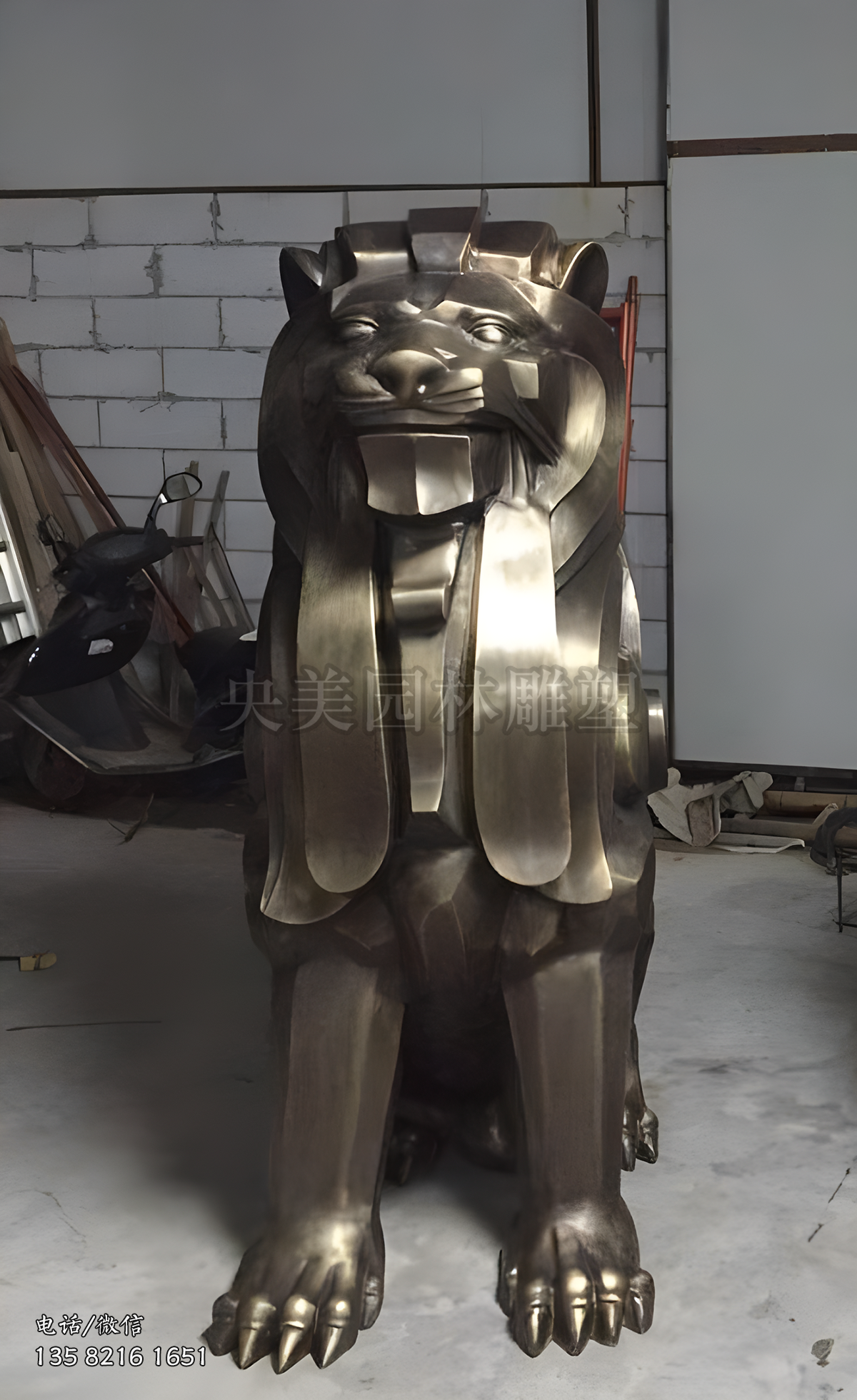 鍛銅抽象非洲法老式銅獅子