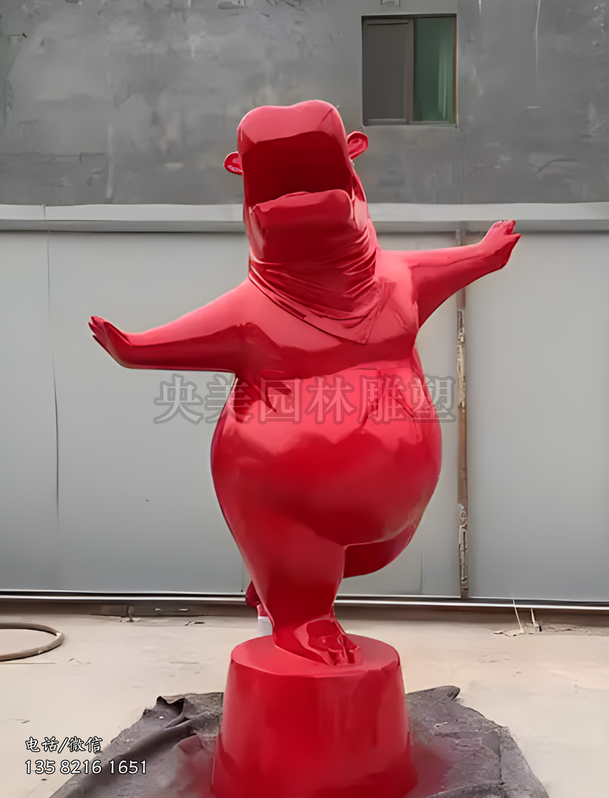 跳舞的玻璃鋼卡通河馬雕塑