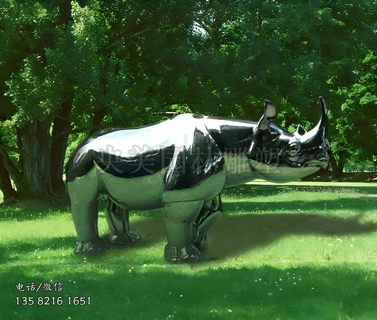 犀牛不銹鋼鏡面雕塑