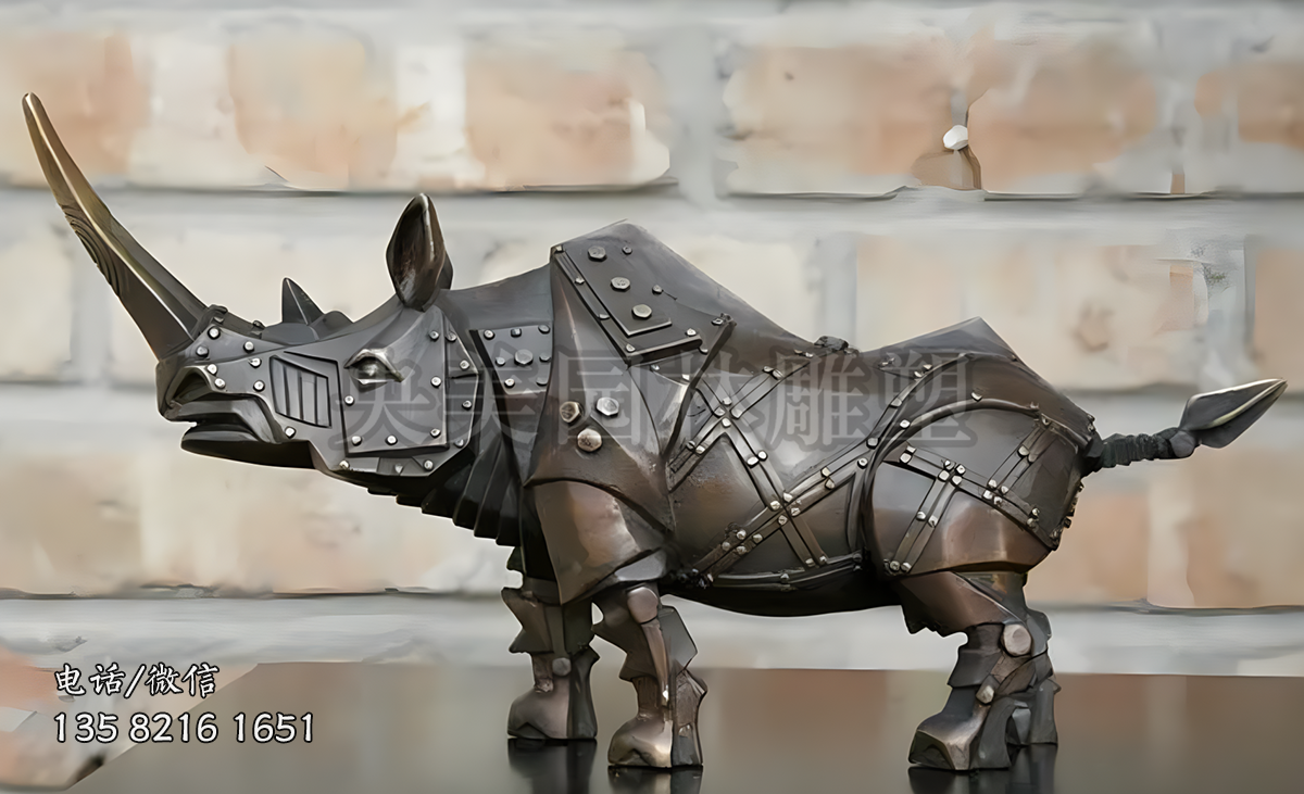 幾何型創(chuàng)意犀牛雕塑