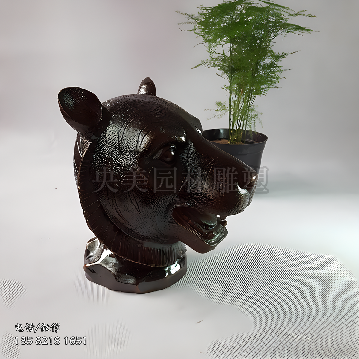 寅虎十二生肖獸首銅雕