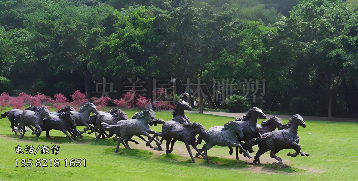 景區(qū)園林馬群景觀動(dòng)物雕塑