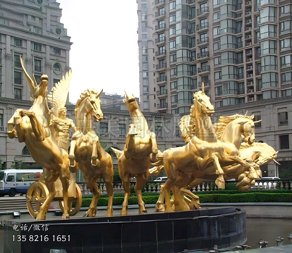 阿波羅戰(zhàn)車金馬馬群景觀雕塑