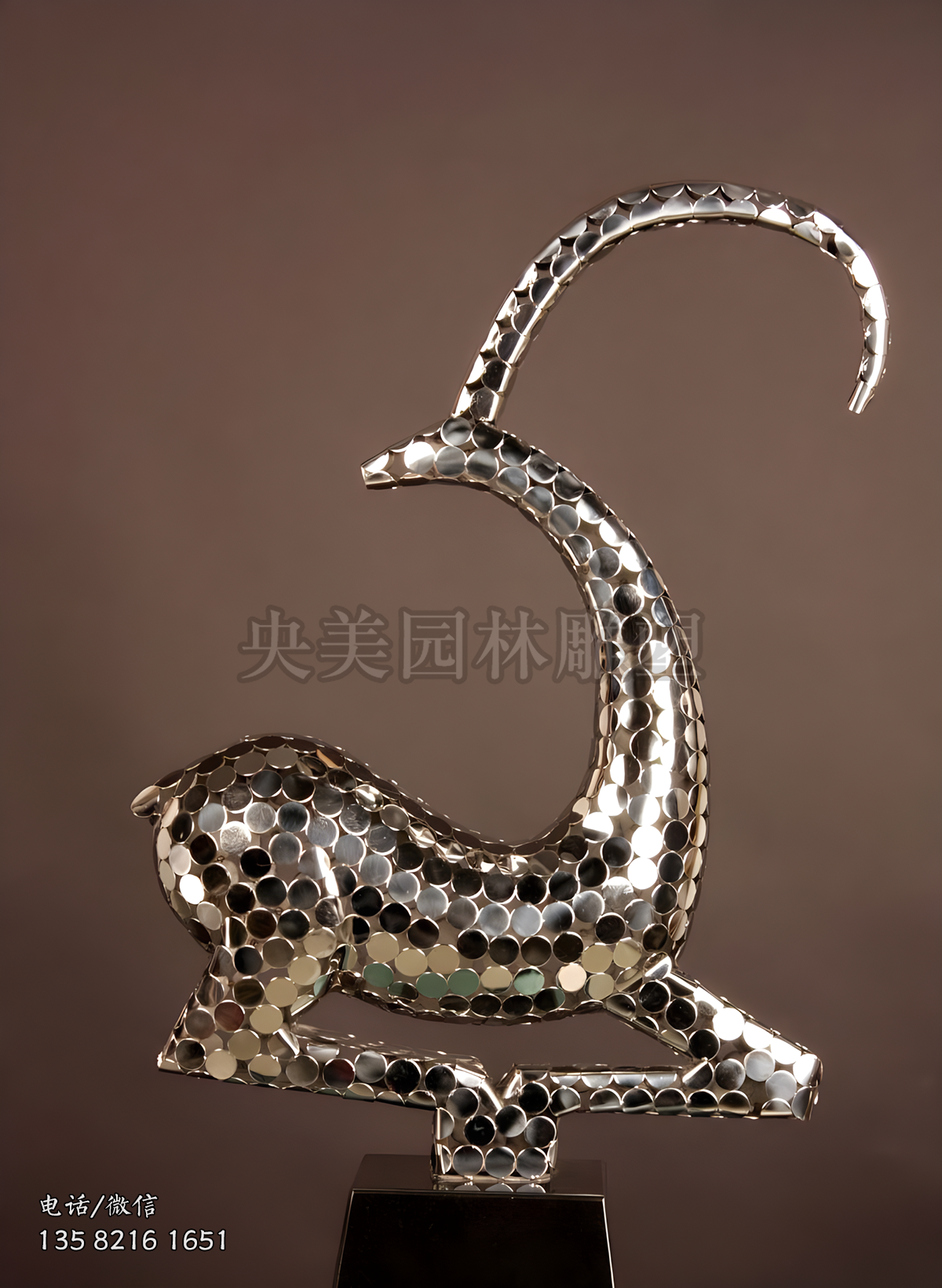 創(chuàng)意不銹鋼羊雕塑擺件