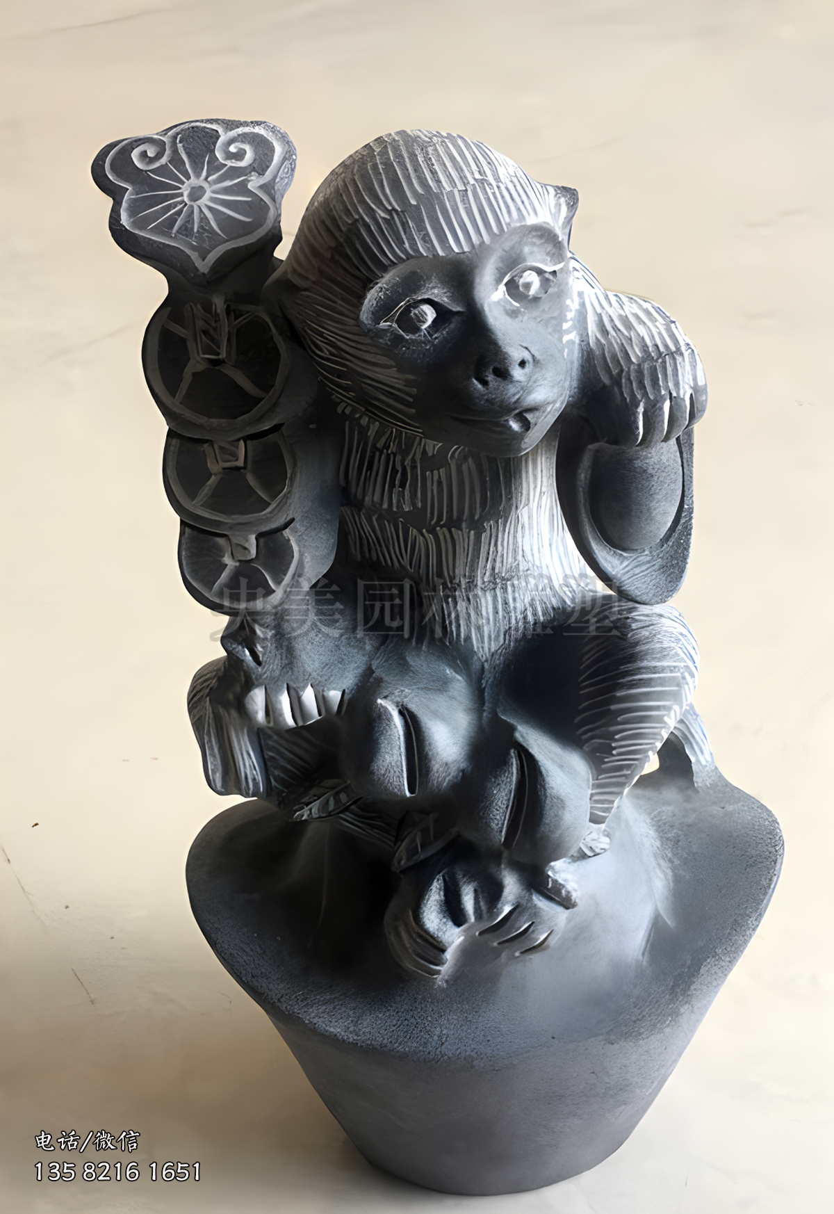 申猴生肖動(dòng)物石雕擺件