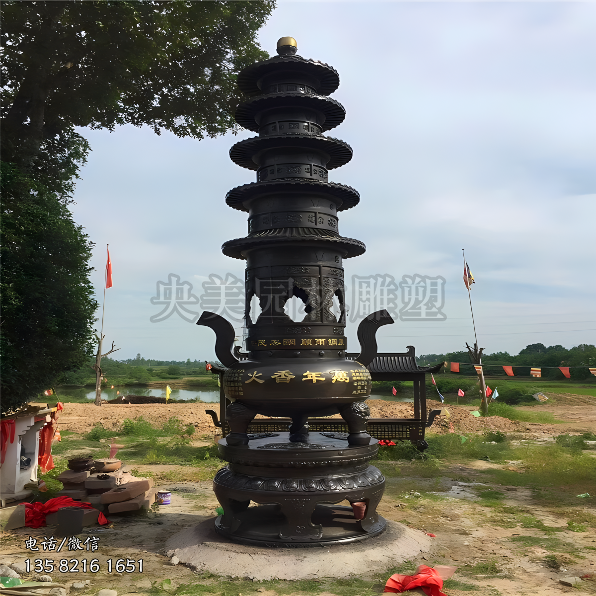 寺廟高層鑄銅焚香爐