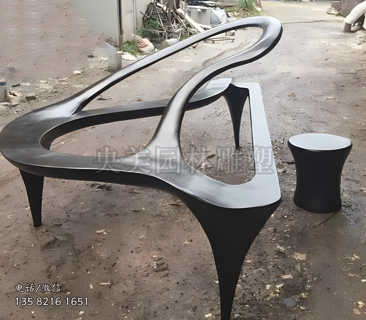 不銹鋼抽象鋼琴雕塑擺件