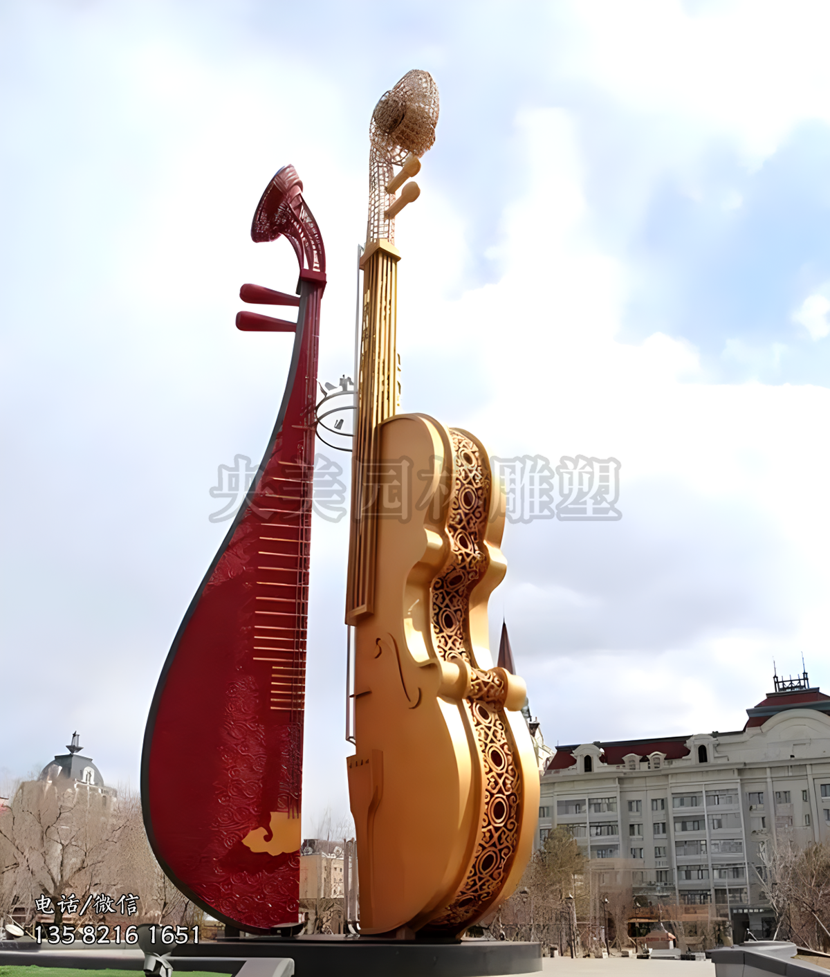 創(chuàng)意琵琶景觀不銹鋼雕塑