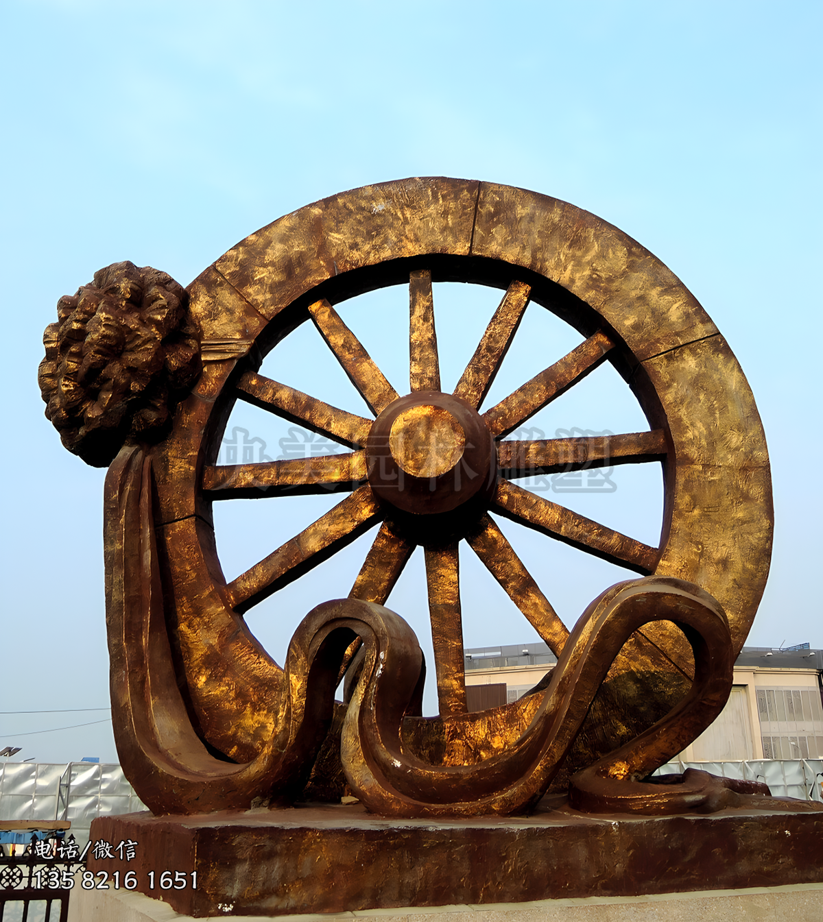 車轱轆馬車輪子景觀雕塑