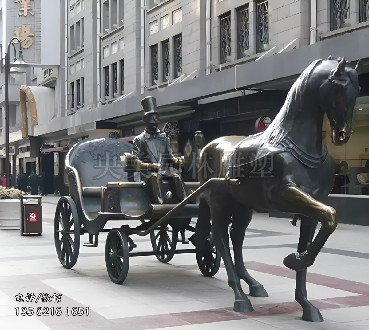 歐式馬車鑄銅雕塑