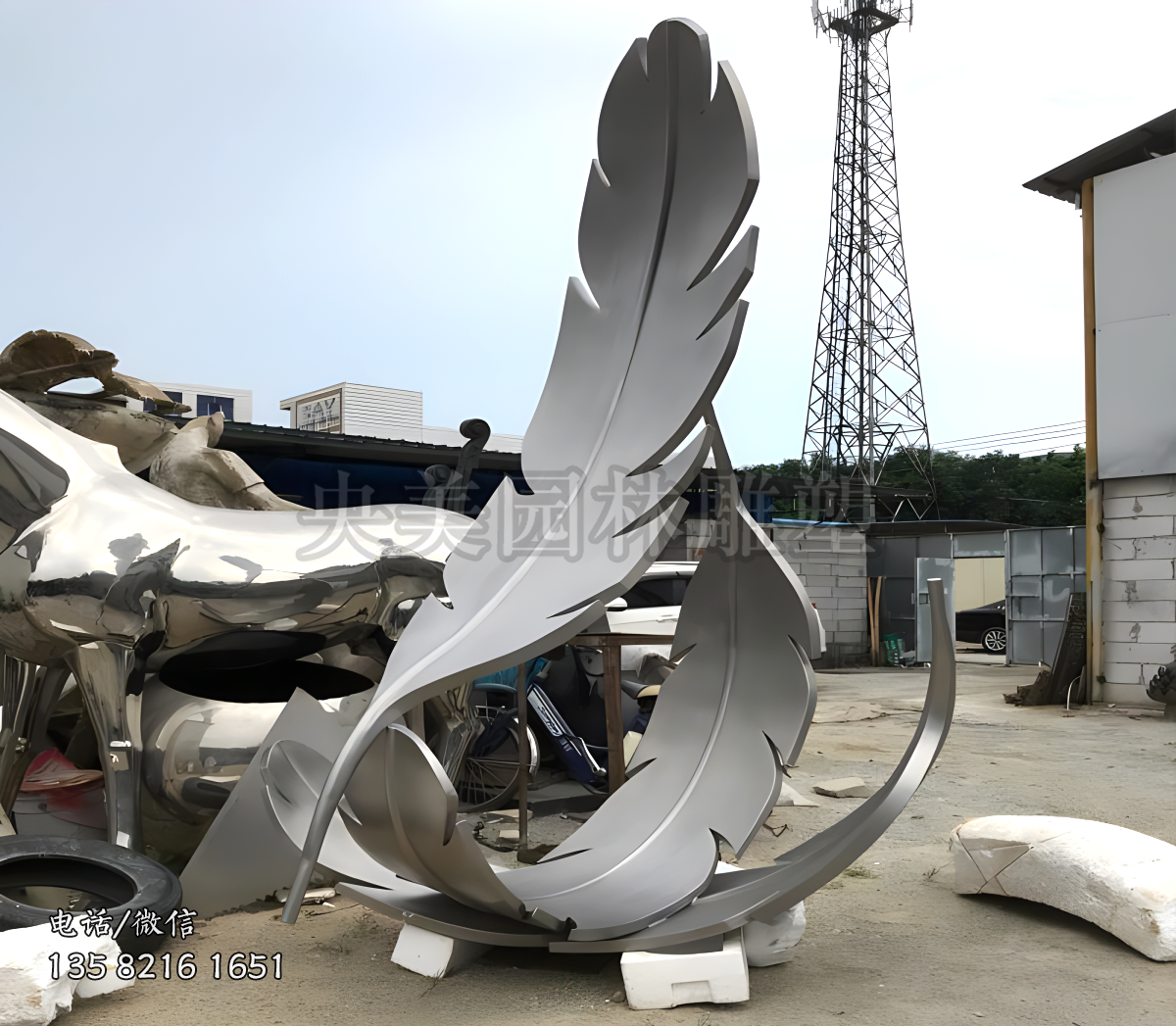 羽毛不銹鋼雕塑擺件