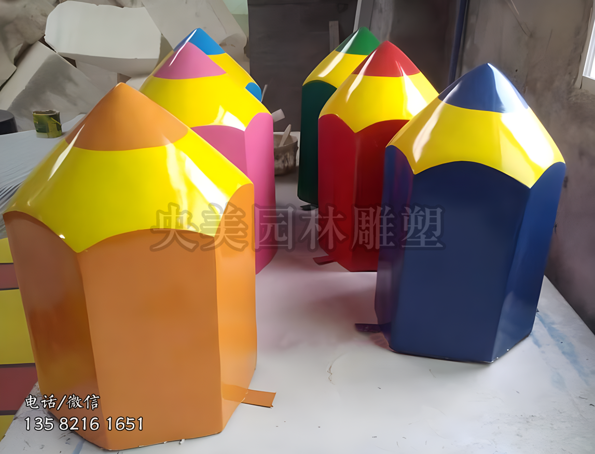 玻璃鋼仿真蠟筆雕塑擺件