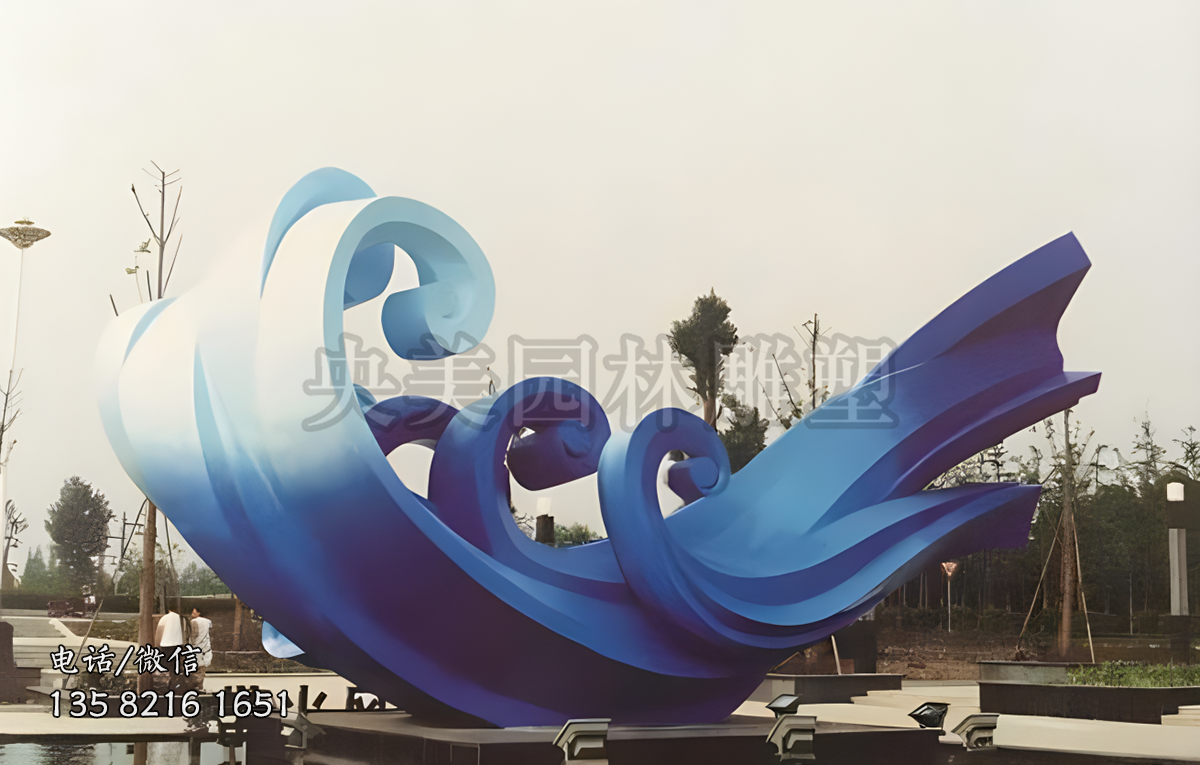 抽象不銹鋼海浪浪花景觀雕塑