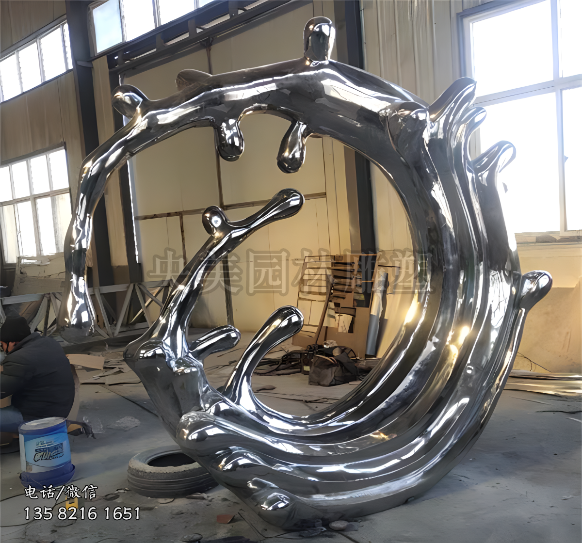 鏡面浪花不銹鋼海浪雕塑