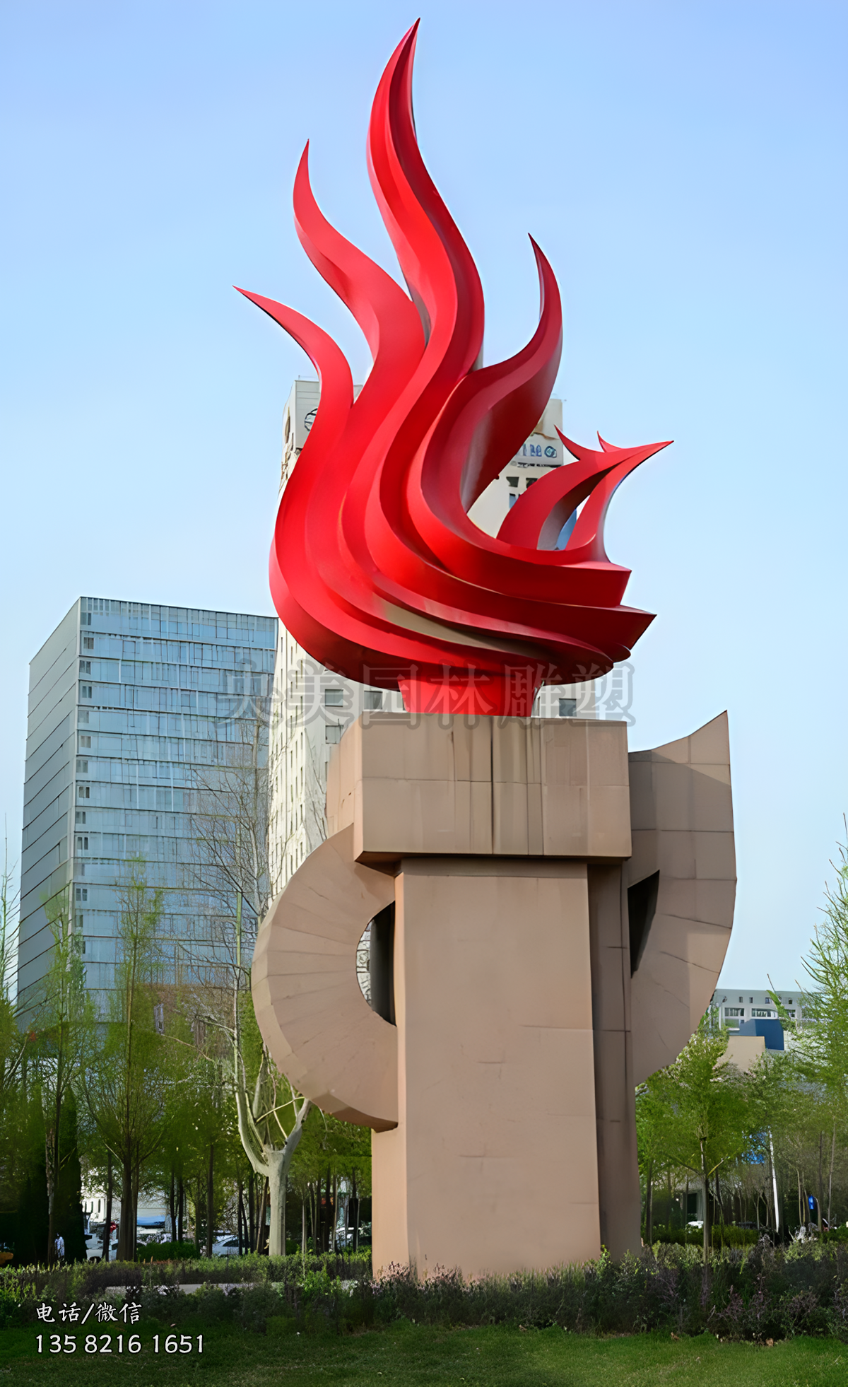 鳳凰造型火苗，火炬景觀雕塑