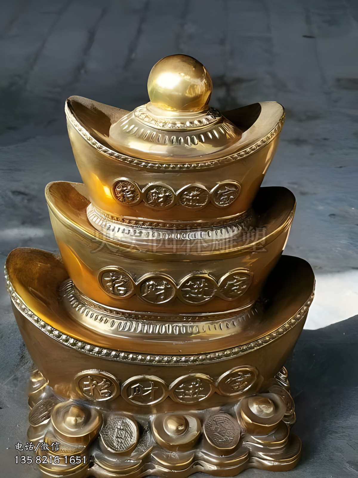 招財進(jìn)寶元寶聚寶盆銅雕