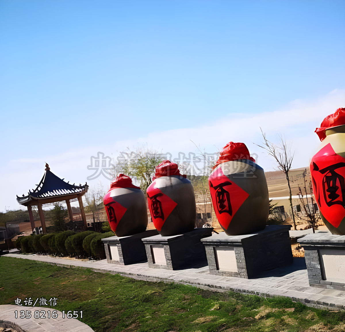 玻璃鋼酒壇雕塑擺件