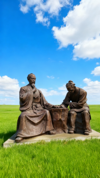 玻璃鋼仿銅扁鵲診脈雕塑