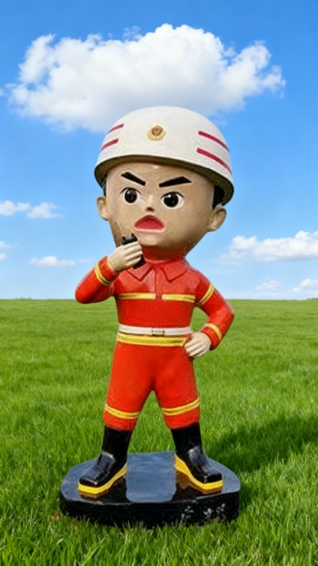 玻璃鋼卡通消防員雕塑 (9)