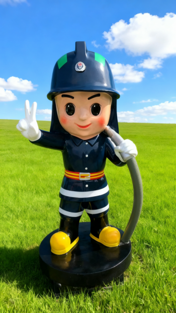 玻璃鋼卡通消防員雕塑 (16)