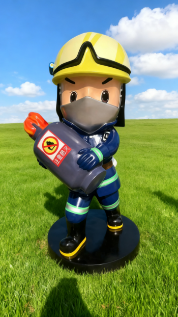 玻璃鋼卡通消防員雕塑 (23)