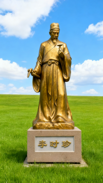 玻璃鋼仿銅李時(shí)珍雕塑 (10)