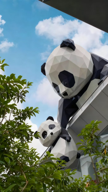 玻璃鋼母子熊貓雕塑 (11)