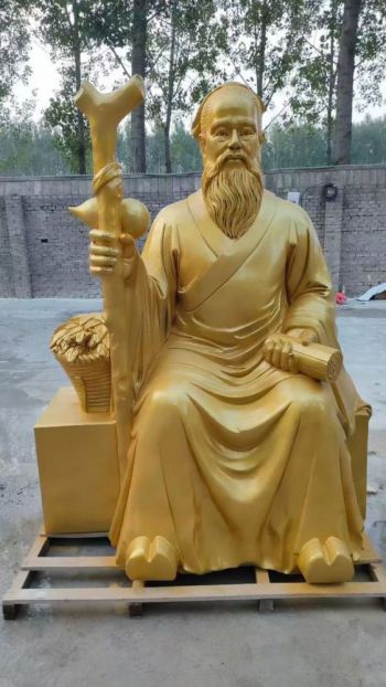玻璃鋼仿銅藥王孫思邈雕塑 (10)